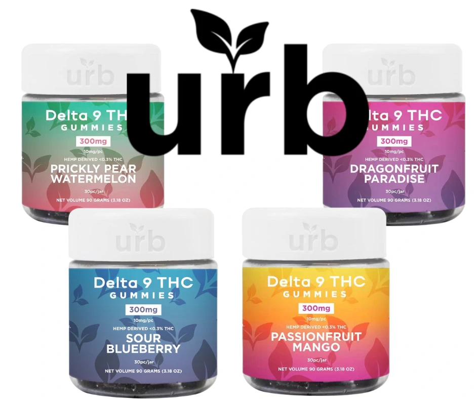 Indulge in the flavors of Urb Delta 9 THC 300MG Gummies. Each contains 10mg hemp-derived Delta 9 THC, compliant with the US Farm Bill. Enjoy the benefits of Delta 9 THC edibles at the best price trio of flavors